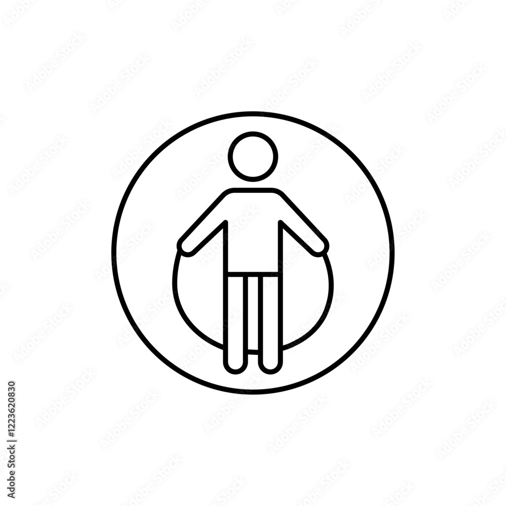 Man jumping with skipping rope icon Vector logo set flat