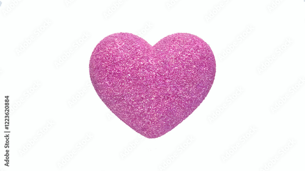3D Render of a Vibrant Pink Glittery Heart on a White Background 3D Render of a Vibrant Pink Glittery Heart on a White Background