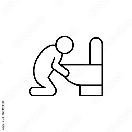 vomiting in bathroom icon Vector logo set flat