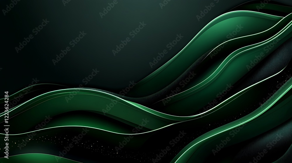 Abstract Green Waves Dark Background Design Abstract Green Waves Dark Background Design