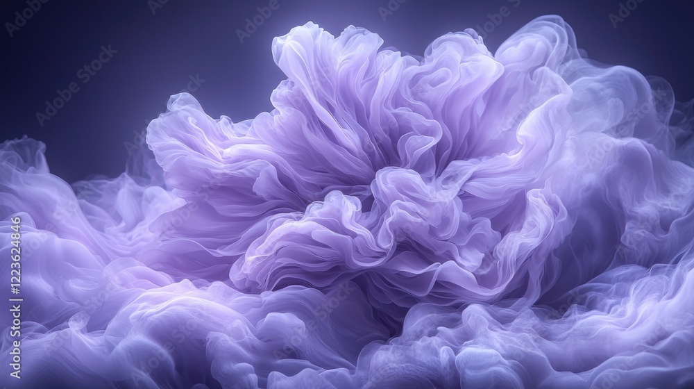 Fototapeta premium Lavender fabric swirls, abstract texture, dark background, design element