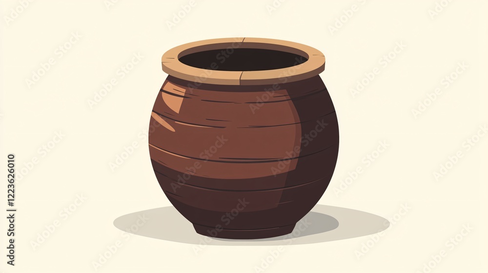 Hand-Drawn Wooden Pot Flat Vector Illustration for Design Projects Hand-Drawn Wooden Pot Flat Vector Illustration for Design Projects