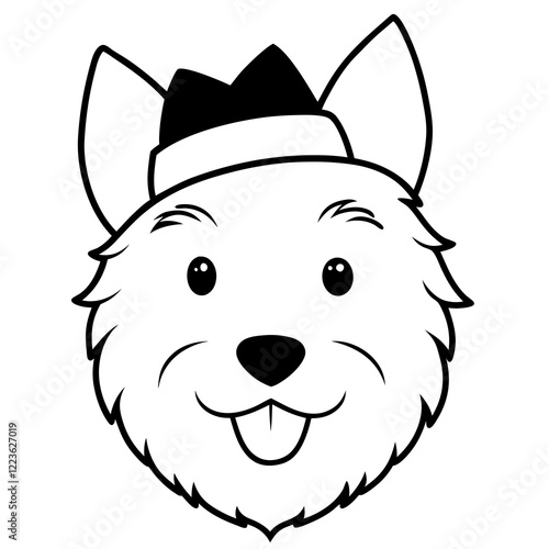 Funny west highland white terrier dog head vector art