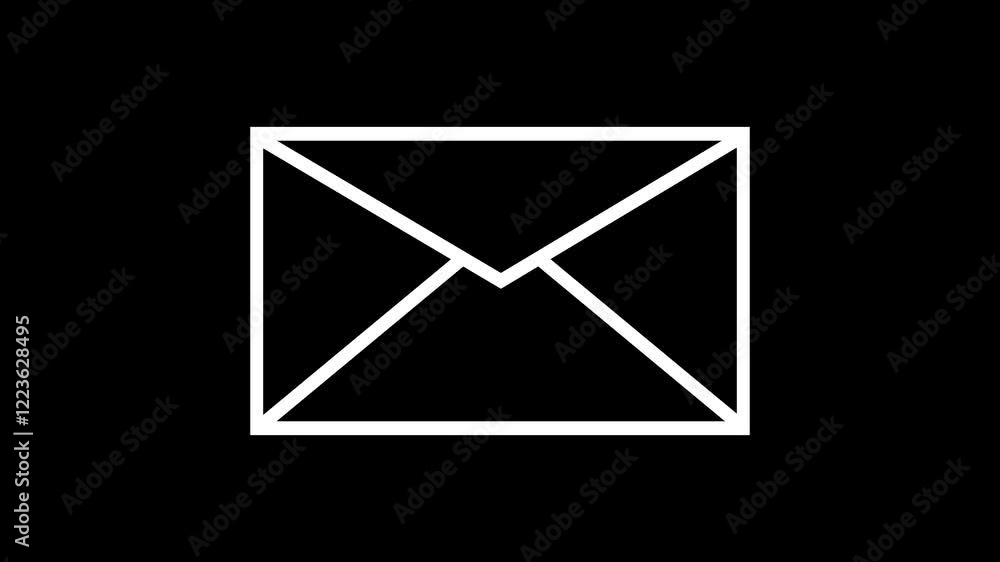 White color Message, Mail, Email icon animation on black background. White color Message, Mail, Email icon animation on black background.