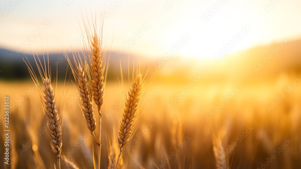 a field of wheat with the sun setting in the background a field of wheat with the sun setting in the background