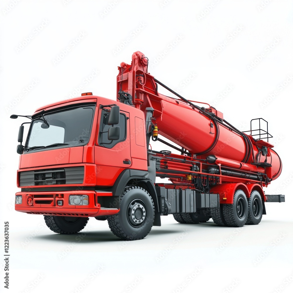 Industrial concrete mixer truck photo realistic blank mockup with copy space and logotype space for construction site isolated on white. Heavy-duty Construction Vehicle Cement Mixer Truck. Industrial concrete mixer truck photo realistic blank mockup with copy space and logotype space for construction site isolated on white. Heavy-duty Construction Vehicle Cement Mixer Truck.