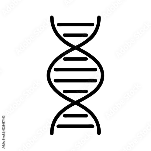 DNA helix icon, simple black outline on white background. Use for science, biology, or genetics related websites and blogs.