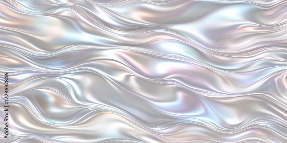 Fototapeta premium Iridescent abstract satin waves background with glossy texture and pastel colors
