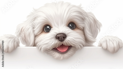 3D White Puppy on White Background