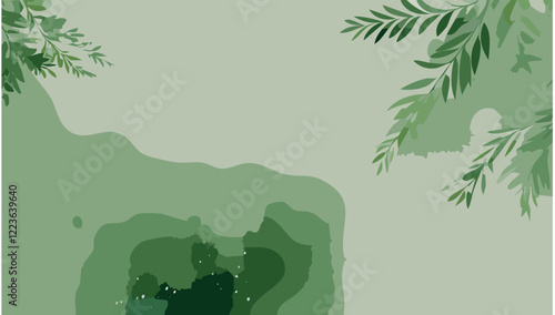  Abstract vector tropical art floral background vector, wallpaper with watercolor, leaf framed, flower, vivid foliage, aquarelle frame, in green and blue, summer colors.

