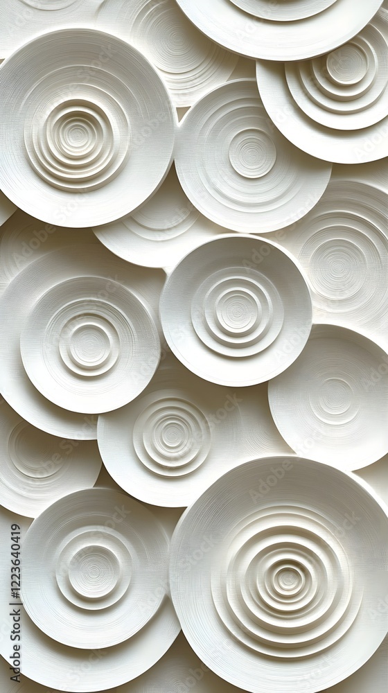 A design of overlapping concentric circles in soft white on a pale gray backdrop. A design of overlapping concentric circles in soft white on a pale gray backdrop.