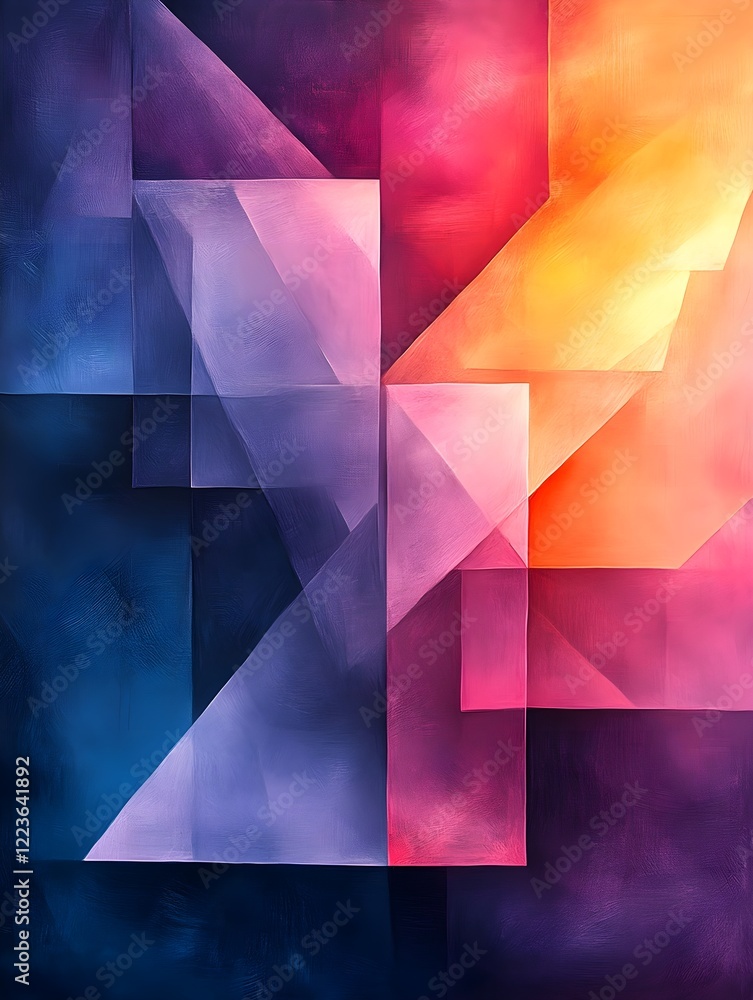 A design with transparent triangles stacked in varying sizes and pastel hues. A design with transparent triangles stacked in varying sizes and pastel hues.