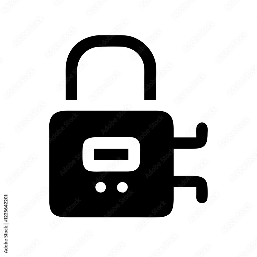 Black smart door lock icon isolated on white background for home security websites,smart home technology blogs and access control illustrations. Black smart door lock icon isolated on white background for home security websites,smart home technology blogs and access control illustrations.