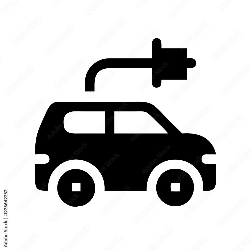 Line drawing of a charging electric car.Vector simple icon for websites and applications Line drawing of a charging electric car.Vector simple icon for websites and applications