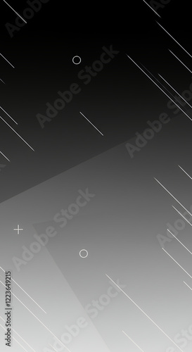 Abstract Black and White Geometric Background with Diagonal Lines and Shapes