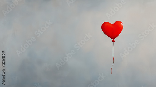 Romantic red heart-shaped balloon floating in the sky – a perfect symbol of love and freedom
