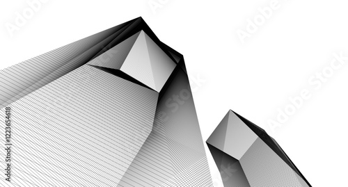 abstract modern buildings, architectural  3d