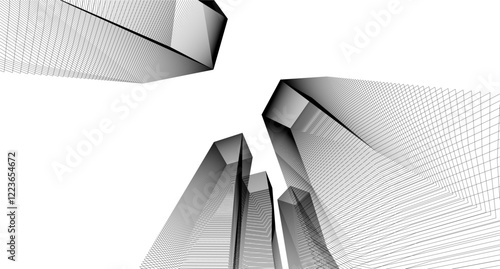 abstract modern buildings, architectural  3d