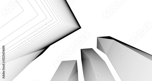 abstract modern buildings, architectural  3d