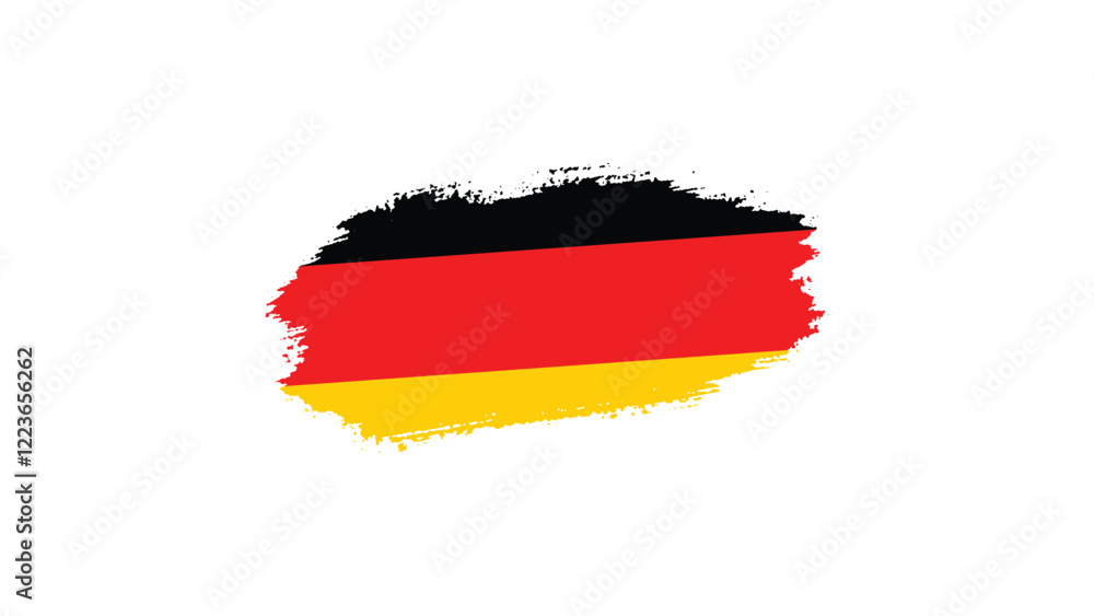 Fototapeta premium Grunge German flag with paint brush textured isolated on PNG or transparent background, Watercolor painting flag—Germany Flag with Brush Concept Vector Illustration.