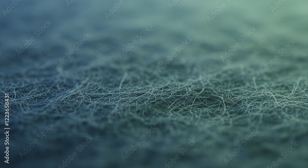 Microscopic Close-up of Textured Fabric Fibers, Abstract Teal Green Background Microscopic Close-up of Textured Fabric Fibers, Abstract Teal Green Background