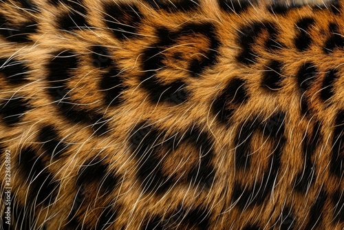 Leopard fur with distinctive spots and texture creating a striking pattern photo