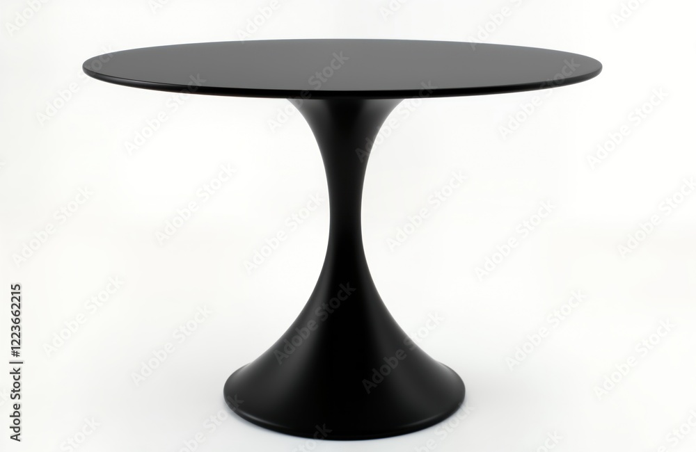 Stylish round coffee table with modern design. Empty table. Modern style furniture. Black color. Contemporary design. Simple shape. Round top. Perfect for cafes and interiors. Stylish round coffee table with modern design. Empty table. Modern style furniture. Black color. Contemporary design. Simple shape. Round top. Perfect for cafes and interiors.