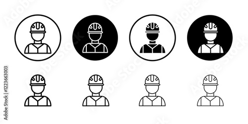 Construction worker icon flat and simple set design