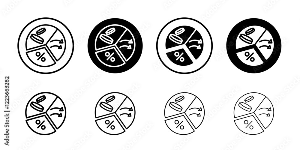 Dividend icon flat and simple set design Dividend icon flat and simple set design