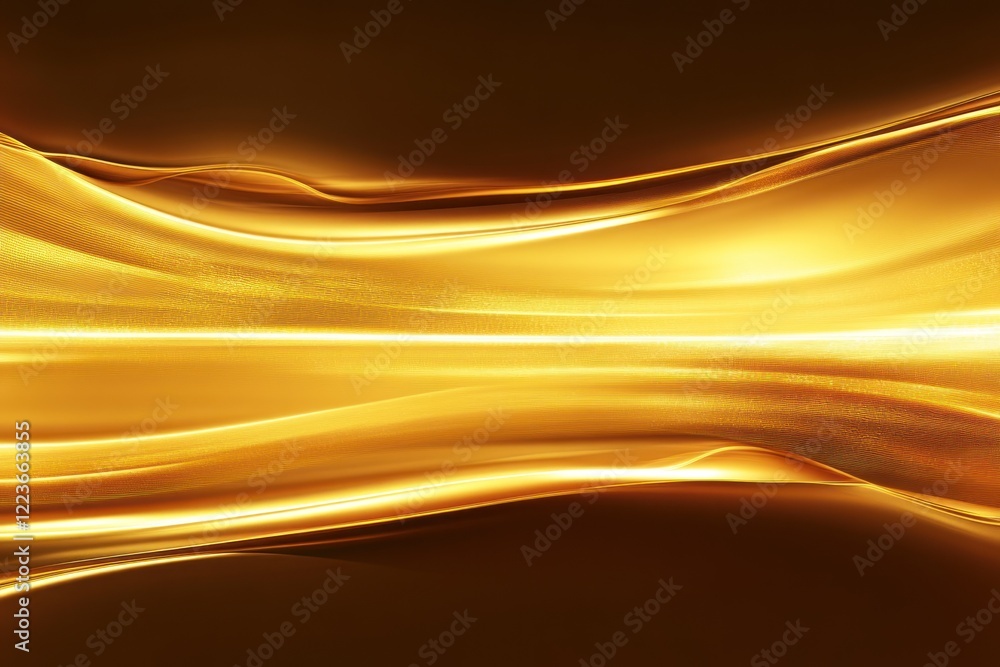 Fototapeta premium Golden abstract waves, dark background, digital art, website banner