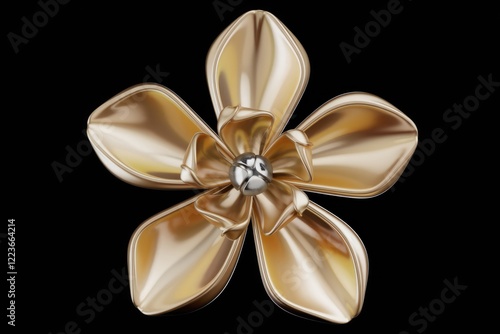 Wallpaper Mural A stylized golden flower with a silver center, rendered in 3D. Torontodigital.ca