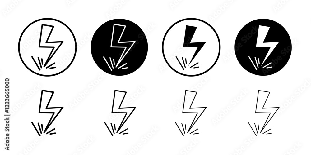Lightning icon flat and simple set design Lightning icon flat and simple set design