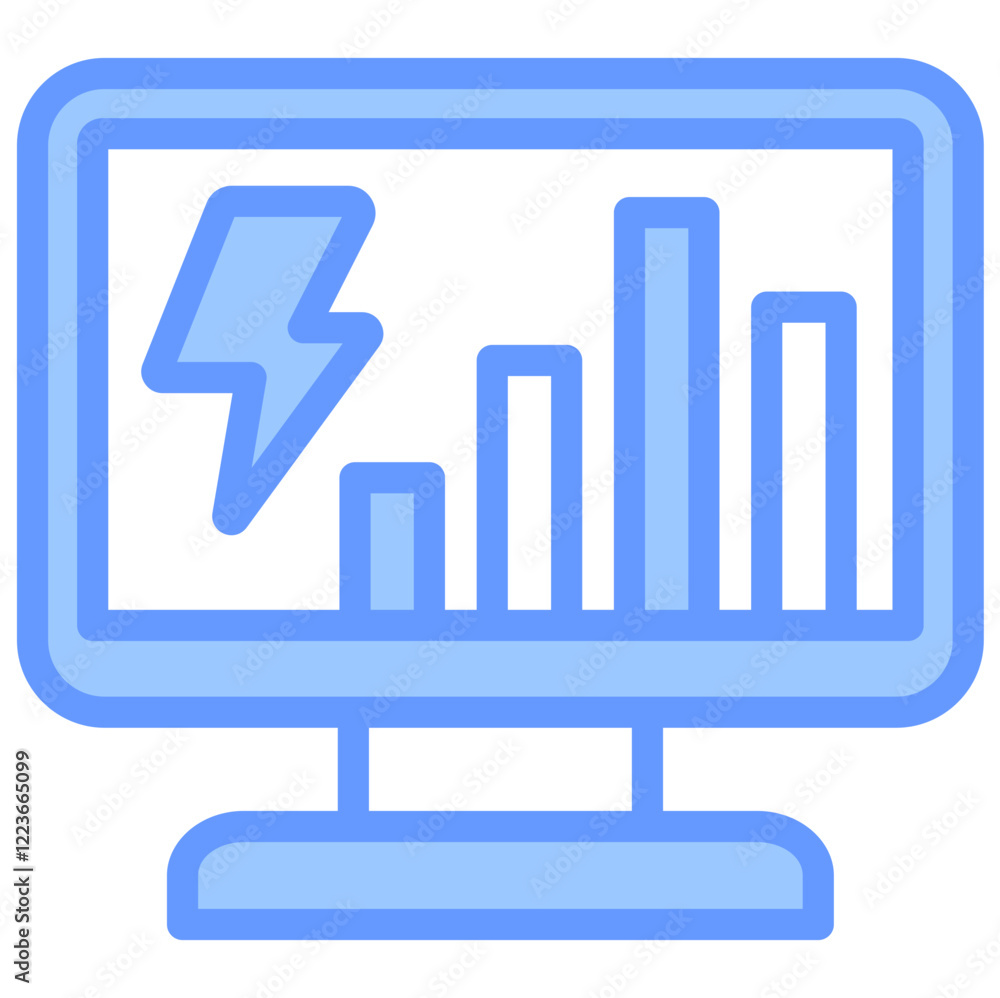 Energy Monitoring Lineal Blue Icon Energy Monitoring Lineal Blue Icon