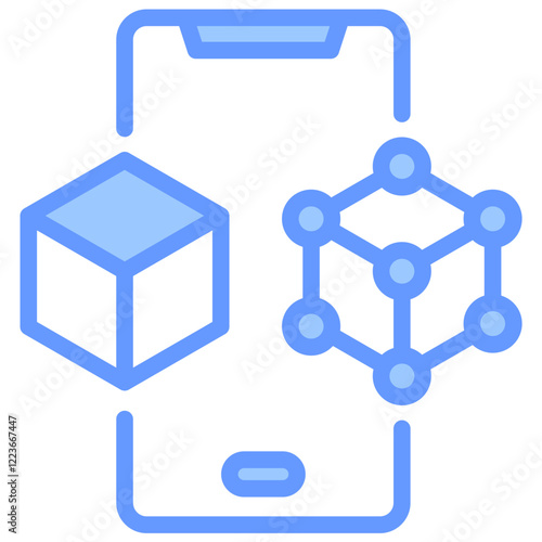 Digital Twins Lineal Blue Icon