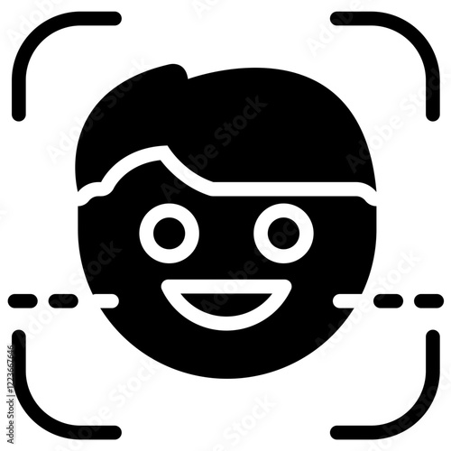 Facial Recognition Solid Black Icon