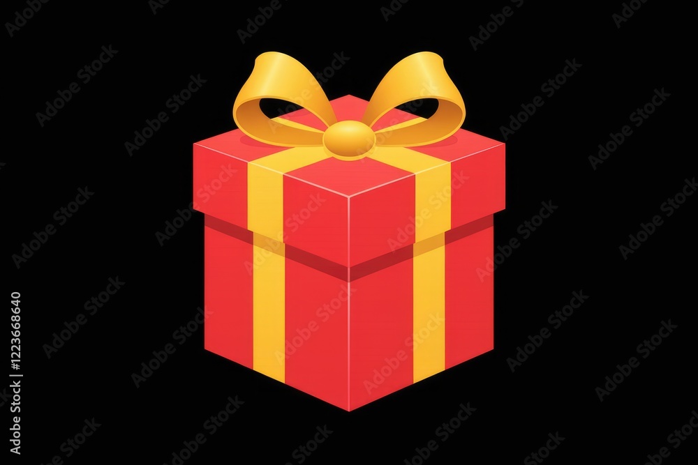 Fototapeta premium A red gift box with a yellow ribbon and bow.