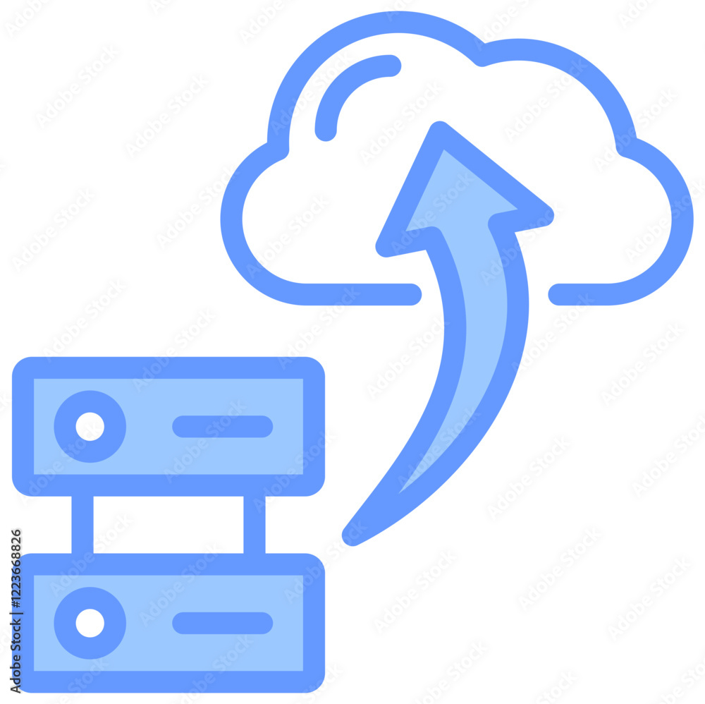 Cloud Migration Lineal Blue Icon Cloud Migration Lineal Blue Icon