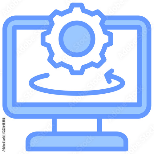 Virtual Machine Lineal Blue Icon