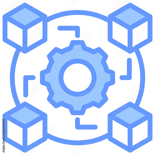 System Interoperability Lineal Blue Icon