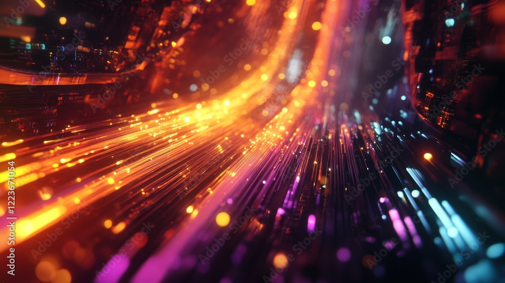 Abstract glowing light trails in warm and cool tones Abstract glowing light trails in warm and cool tones