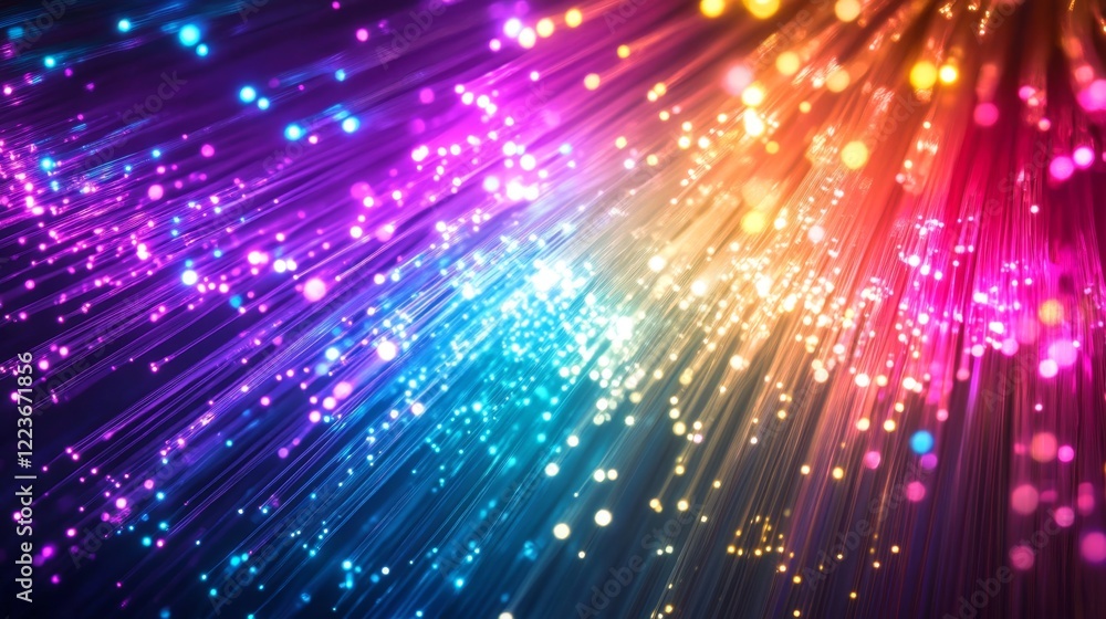 Abstract glowing fiber optic strands with multicolor lights Abstract glowing fiber optic strands with multicolor lights