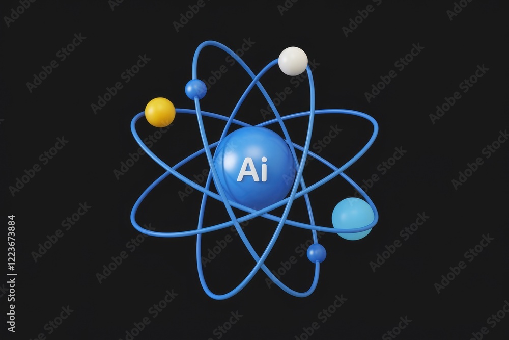 A stylized atom with Ai in the nucleus, representing artificial intelligence. A stylized atom with Ai in the nucleus, representing artificial intelligence.