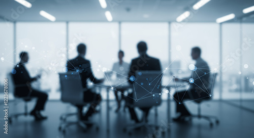 Blurred Business Meeting, Network Connections, Corporate Collaboration, Modern Office