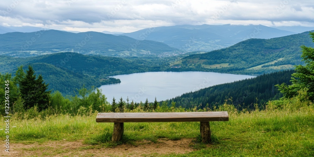 A Stunning and Scenic View of a Beautiful Lake Surrounded by Majestic Mountains and Lush Greenery A Stunning and Scenic View of a Beautiful Lake Surrounded by Majestic Mountains and Lush Greenery