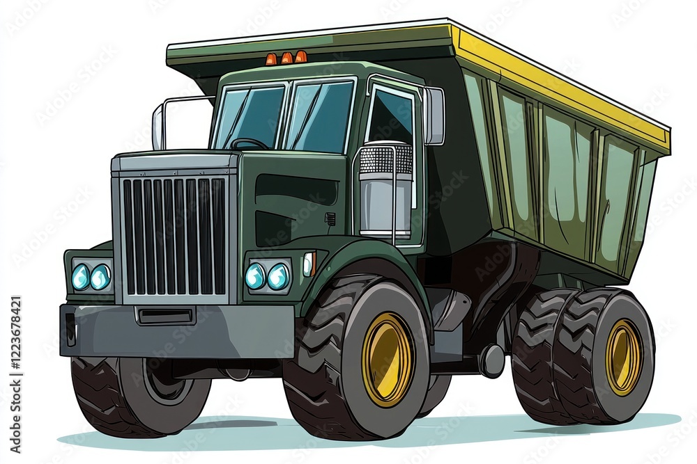 Obraz premium Dump Truck isolated on white background. Dump Truck icon. Heavy Machinery isolated on white. Construction Vehicle. Dump Truck Design Element. Dump Truck Isolated for Designers. Dump Truck isolated.