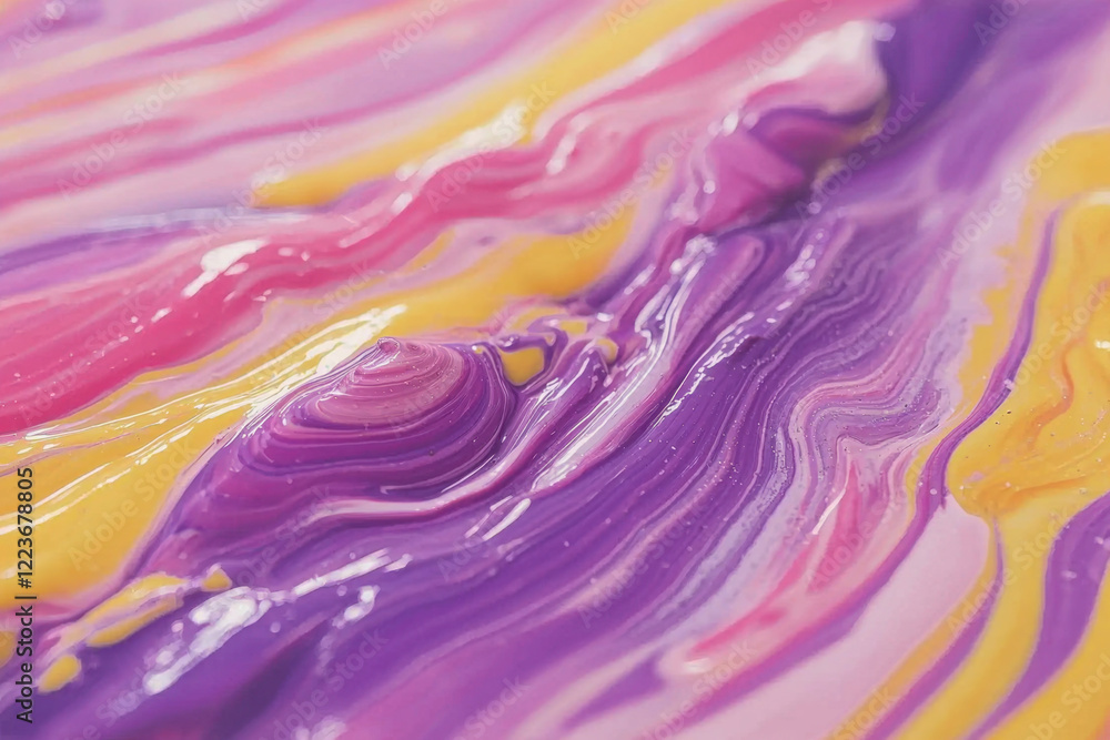 Swirling marbled paint in shades of pink, purple, and gold, abstract art Swirling marbled paint in shades of pink, purple, and gold, abstract art