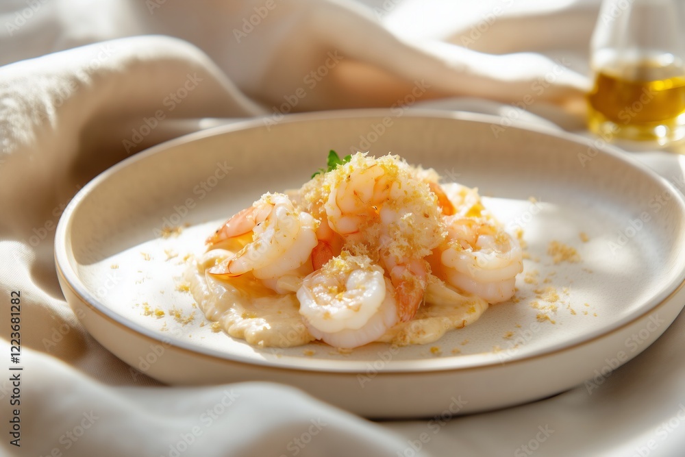 National Shrimp Scampi Day April 29 sophisticated monochrome shrimp scampi presentation in a beige and gold palette National Shrimp Scampi Day April 29 sophisticated monochrome shrimp scampi presentation in a beige and gold palette