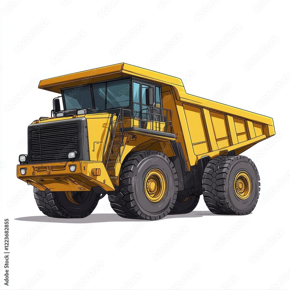 Fototapeta premium Dump Truck isolated on white background. Dump Truck icon. Heavy Machinery isolated on white. Construction Vehicle. Dump Truck Design Element. Dump Truck Isolated for Designers. Dump Truck isolated.