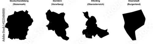 Deutschlandsberg, Dornbirn, Eferding, Eisenstadt outline maps photo