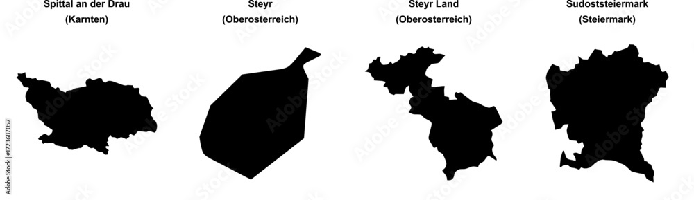 Spittal an der Drau, Steyr, Steyr Land, Sudoststeiermark outline maps Spittal an der Drau, Steyr, Steyr Land, Sudoststeiermark outline maps